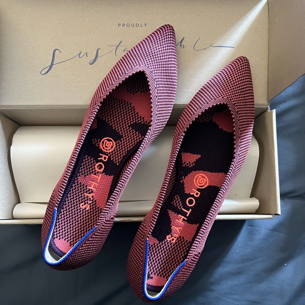 *SOLD* BNIB Rothy’s point flat Rose Double Stitch size 8